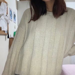 White Ribbed Sweater